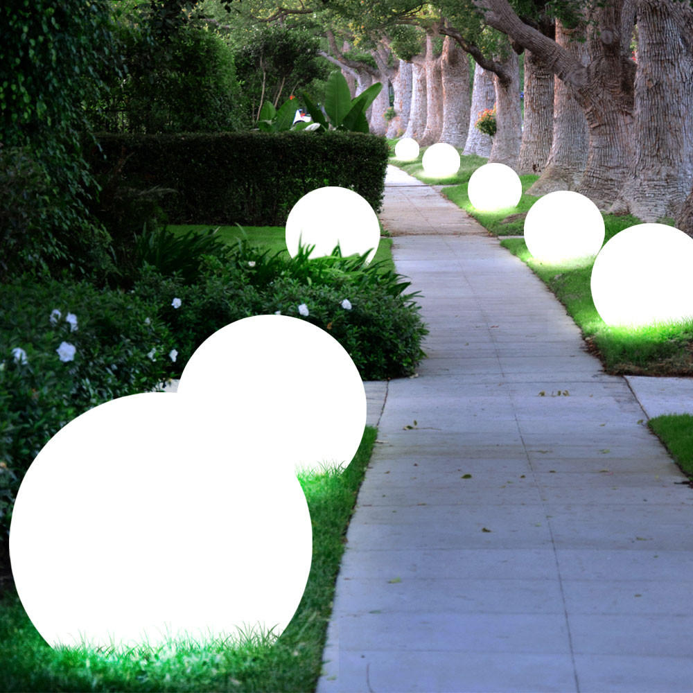 LED AUSSENLEUCHTE Kugelform Weiß 8er Set - Weiß, Kunststoff (30/30/70cm)