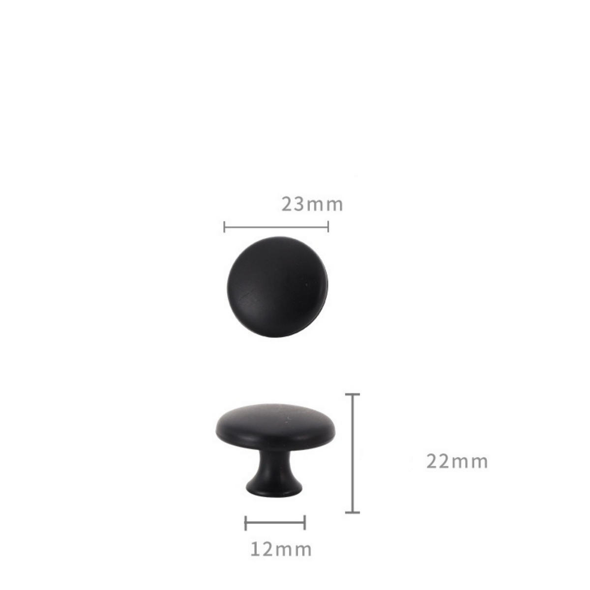SCHRANKKNOPF Schwarz 12er-Set - Schwarz, Kunststoff (2.3/2.2/2.3cm)