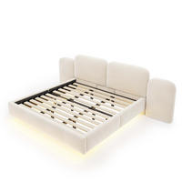 STAURAUMBETT 180/200 cm mit Hydraulik, RGB-LED und USB, DE-41706, in Beige - Beige, Holzwerkstoff (180/200cm) - ComfortXL