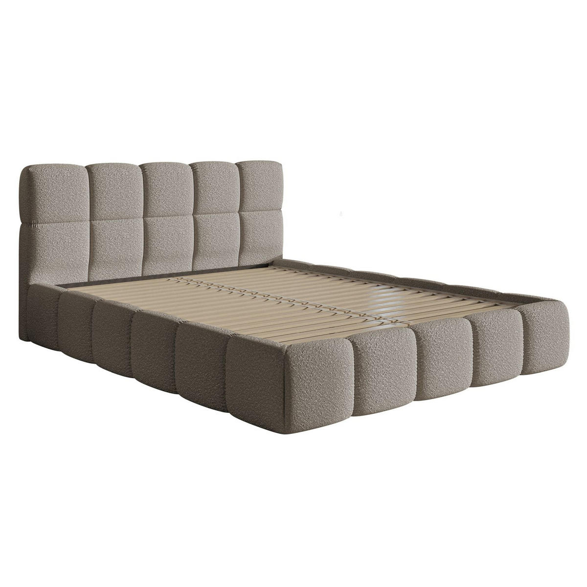 POLSTERBETT Cloudy Grau Bouclé, 120x200 cm - Schwarz/Grau, Kunststoff/Textil (120/200cm) - Selsey