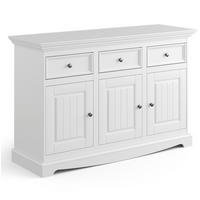 KOMMODE Belluno Elegante Kiefer weiß (RAL9010) lackiert 130 / 45 / 85cm - Weiß, Holz/Metall (130/85/45cm) - Feldmann-Wohnen