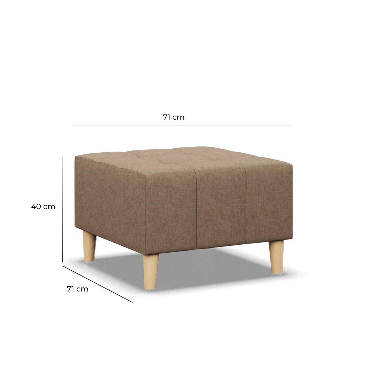 SITZPOUF 70x70 ELMA, Braun - Braun, Textil (70/40/70cm)