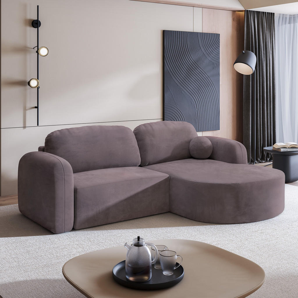Thumbnail - Masseno Ecksofa, Lila, Holz, 4-Sitzer, L-Form,L-Form, 263x174 cm, Wohnzimmer, Sofas & Couches, Wohnlandschaften, Ecksofa...