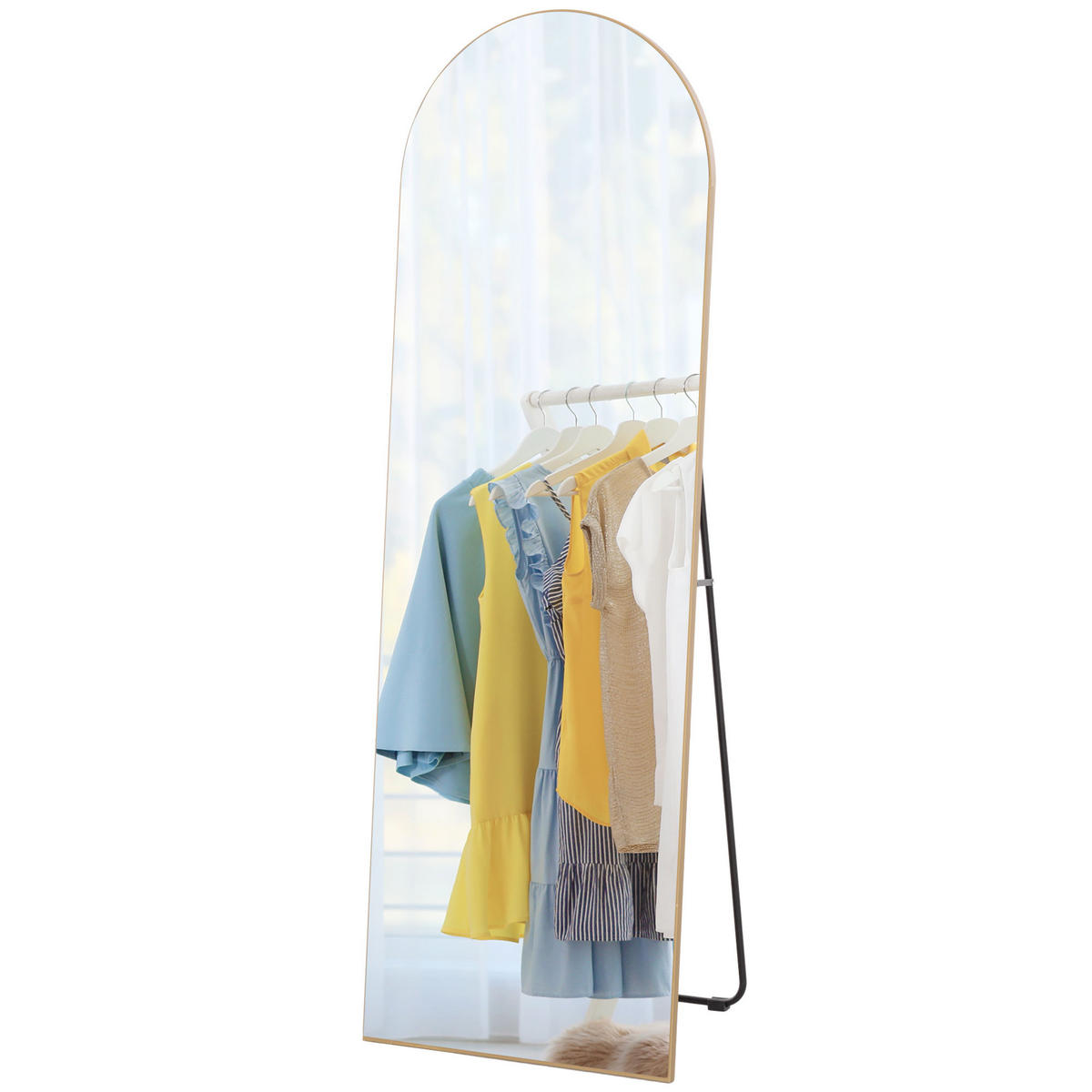 STANDSPIEGEL DE-17920 Bogenform mit Standfuß & Wandmontage Gold - Goldfarben, Glas (50/150/3.6cm) - ComfortXL