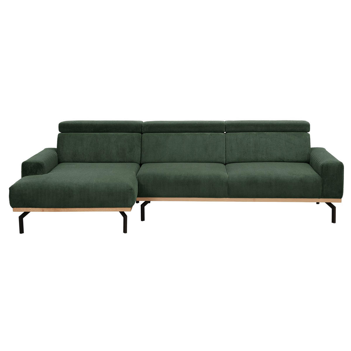 ECKSOFA mit Longchair links Katrien Cordstoff dunkelgrün - Dunkelgrün, Kunststoff (135/280cm) - 58aufmkessel