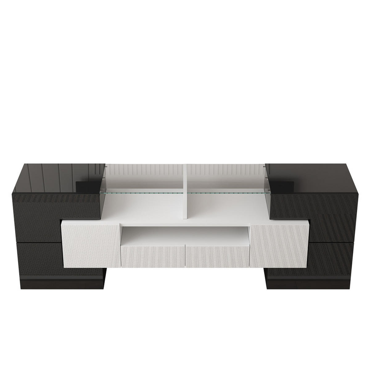 TV-SCHRANK Lowboard Hochglanz Weiß 145cm LED-Beleuchtung Modern - Weiß, Holz (38/35/53.59cm) - FLIEKS