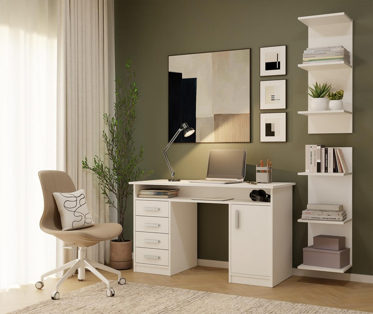 KNIŽNICA Biela 35/180/30 - biela, kompozitné drevo (35/180/30cm) - RAUMHIRSCH FURNITURE