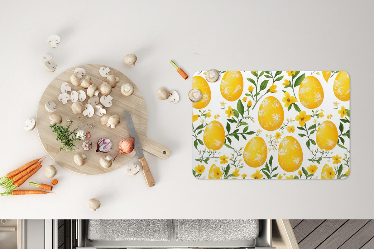 PLATZSETS 6er-Set Blumen - Ostereier - Gelb Placemats 45x30 cm - Gelb, Kunststoff (0.3/45/30cm) - MuchoWow