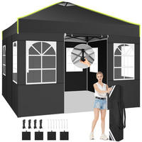 POP-UP-GARTENPAVILLON – 3×3 m, wasserdicht, UV-beständig, mit 4 Seitenwänden und Belüftungsöffnung - Schwarz, Metall (300/298/300cm) - Kaket