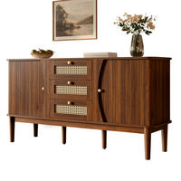 SIDEBOARD Rattan Schiebetüren verstellbare Böden modern - Walnussfarben, Holzwerkstoff (40/73/140.5cm) - FLIEKS