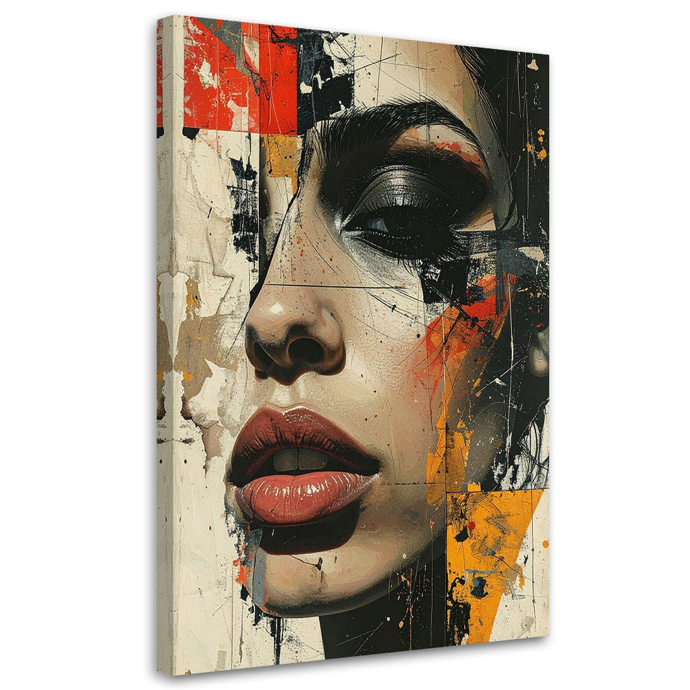 BILD auf Leinwand, Künstlerisches Porträt einer Frau im Street-Art-Stil - Beige, Textil (20/30cm) - Feeby