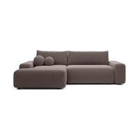 ECKSOFA RUOTA Braun Boucle-Stoff mit Schlaffunktion - Braun, Holz (264/162cm) - MASSENO