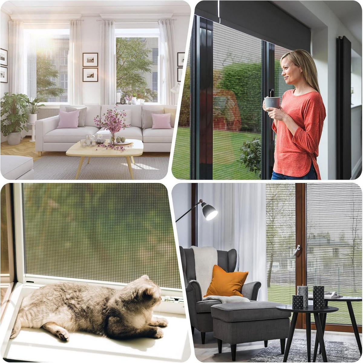 FLIEGENGITTER Fenster 120 x 250 cm Set Schwarz - Schwarz, Kunststoff (1/1/1cm)