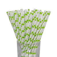 PAPIER-TRINKHALME gepunktet Grün / Weiß 20 cm 100er Set - Grün, Papier (0.6/19.7cm) - LUXENTU