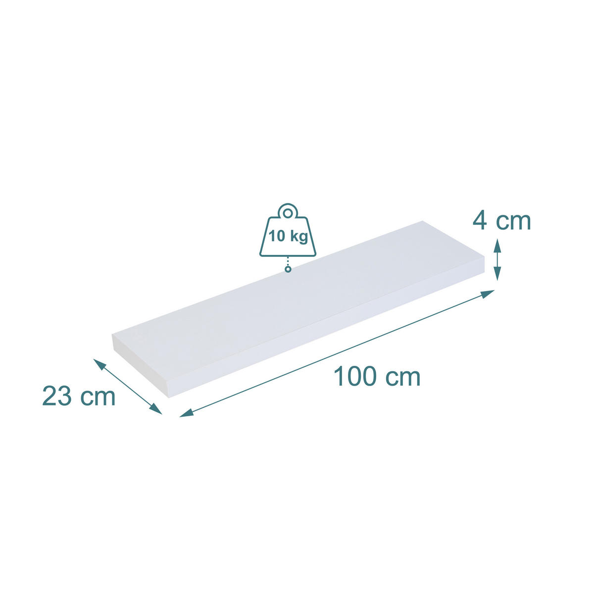 3XPOLICA - biela, kov/kompozitné drevo (100/4/23cm) - Relaxdays