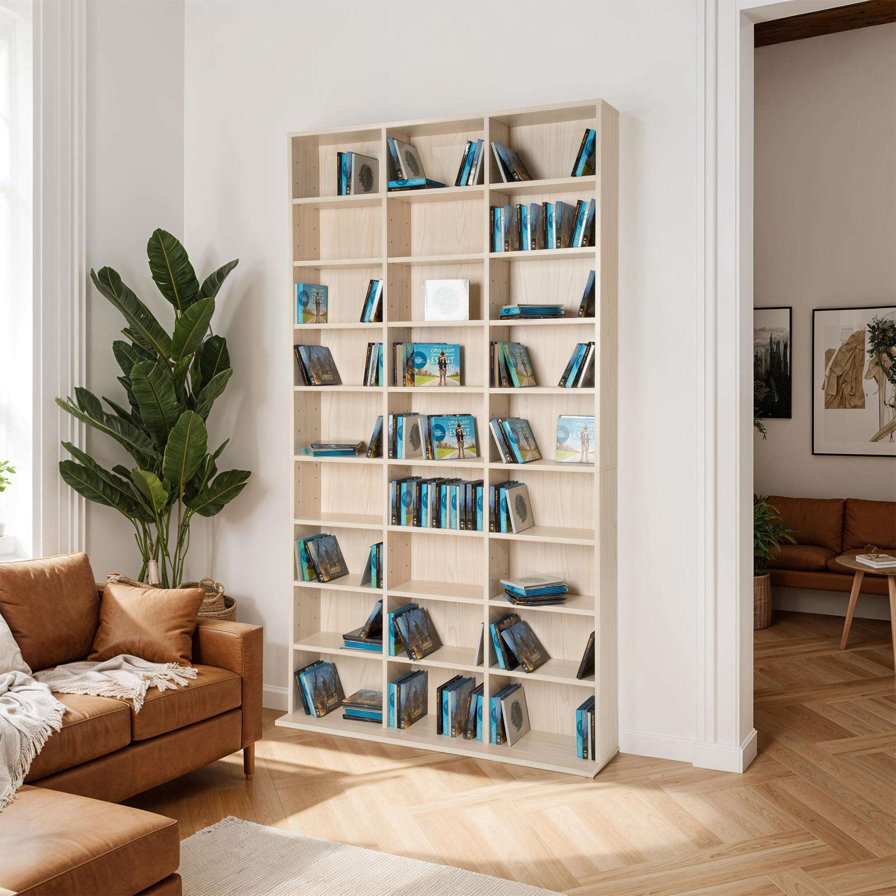 Thumbnail - tectake Cd/Dvd, Buche, Holz, 23.5x180x102 cm, Wohnzimmer, Regale, CD & DVD-Regale