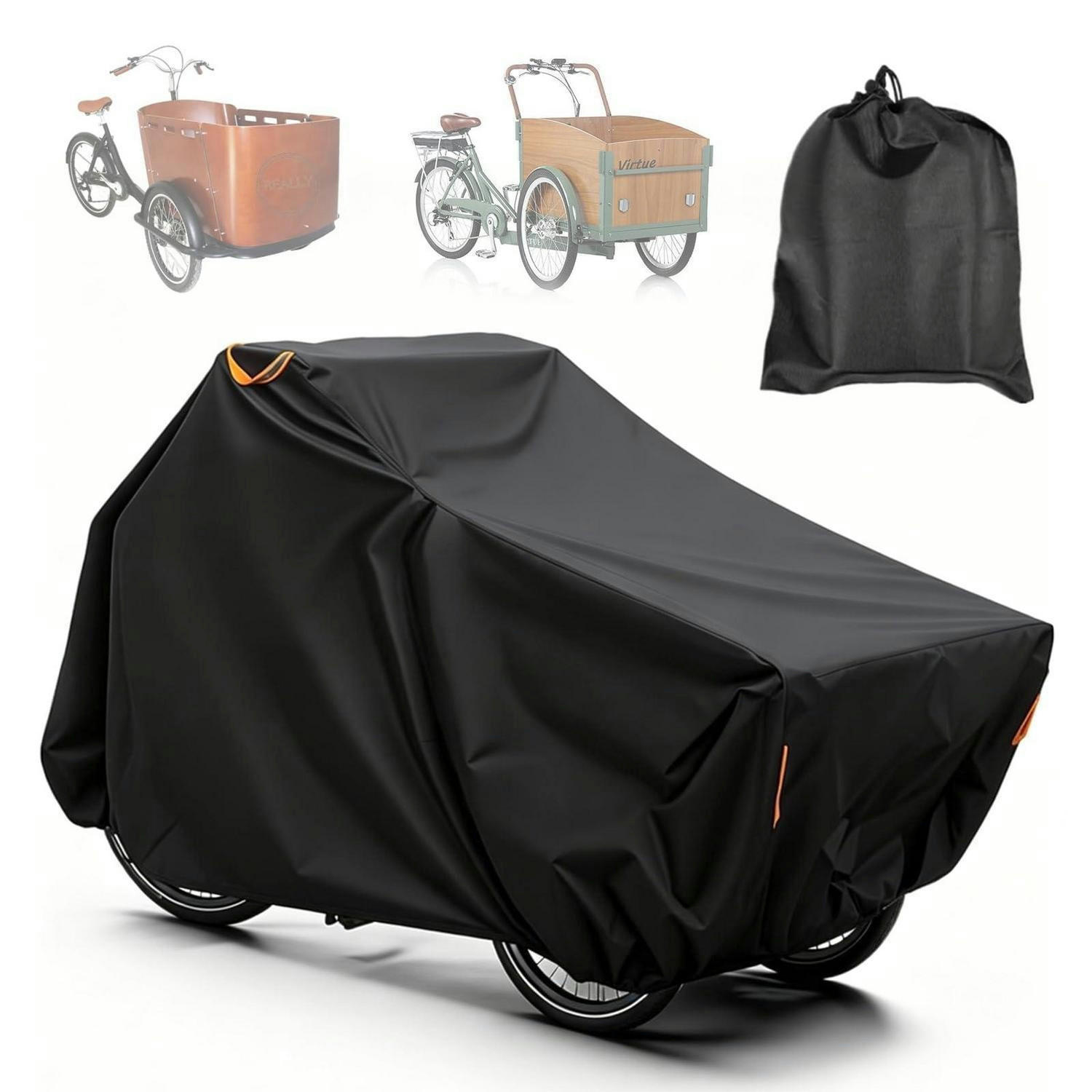 LASTENRAD Abdeckung 220 x 100 x 110 cm Wasserdicht 420D Oxford - Schwarz, Kunststoff (100/110/220cm)