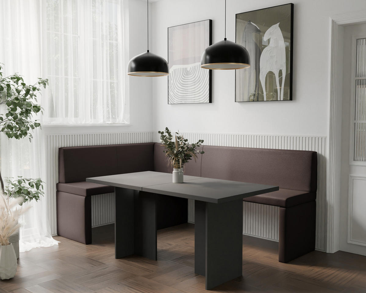 ECKBANK links OWEN Kunstleder, 128/168 cm Braun - Braun, Holz/Kunststoff (128/168cm) - Idohome