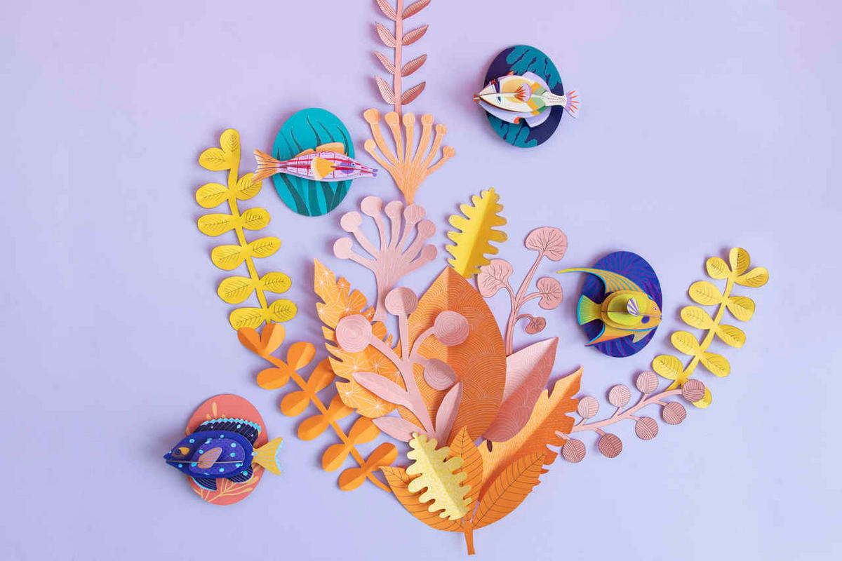 WANDDEKO Langnasen-Falkenfisch 20/4 cm - Multicolor, Wellpappe (20/4/17cm) - KUNSTLOFT