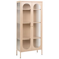 VITRÍNA se skleněnými dveřmi Kov 80 cm Béžová Foxton - béžová, kov (80/181/35cm) - Beliani