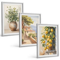 BILDER SET 3er Set - 40x60 cm Silberner Rahmen - Blumen in einer Vase, ein Meer aus Zitronen - Silberfarben, Kunststoff (40/60cm) - TULUP