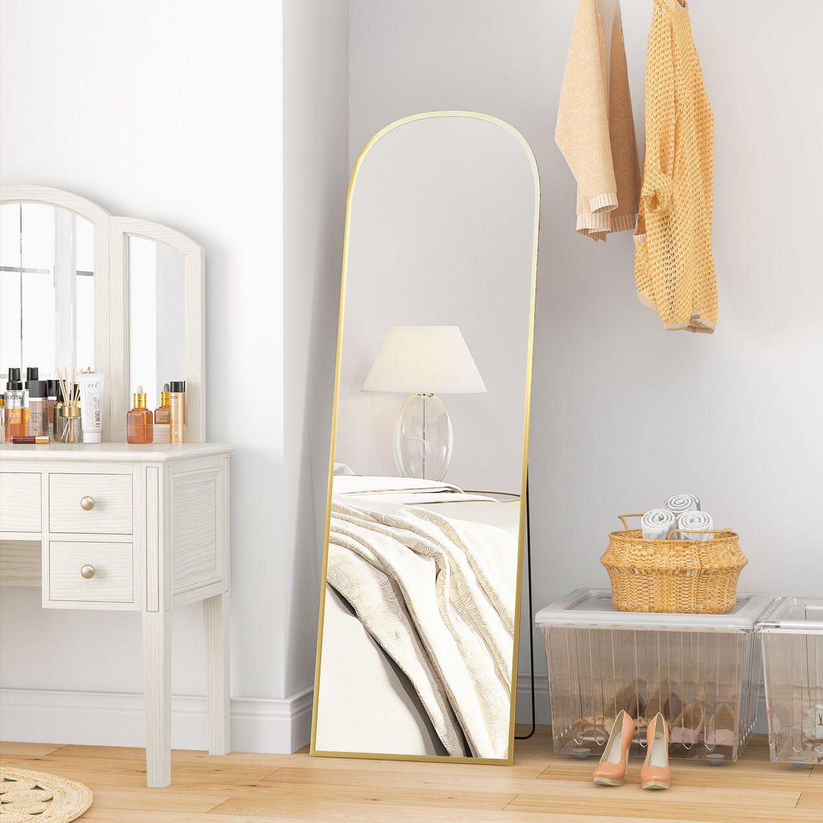 GANZKÖRPERSPIEGEL Aluminiumlegierung Hartglas Gold - Goldfarben, Metall (1.5/170/50cm) - HOMCOM