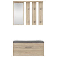 FLURMÖBEL-SET Parmani Sonoma Eiche - Beige/Schwarz, Holzwerkstoff/Metall (100/180/35cm) - Selsey