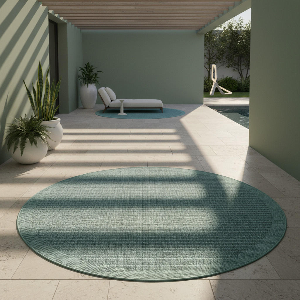 Thumbnail - Kadima Design Teppich, Blau, Textil, Uni, Rund, 120x120 cm, pflegeleicht, Teppiche & Böden, Teppiche, Outdoorteppiche