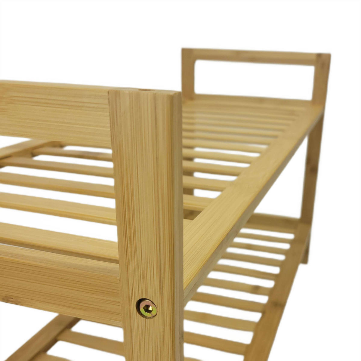 SCHUHREGAL Bambus Naturfarben 2-stufig 69/27/40 cm - Naturfarben, Holz (69/40/27cm) - Begryf