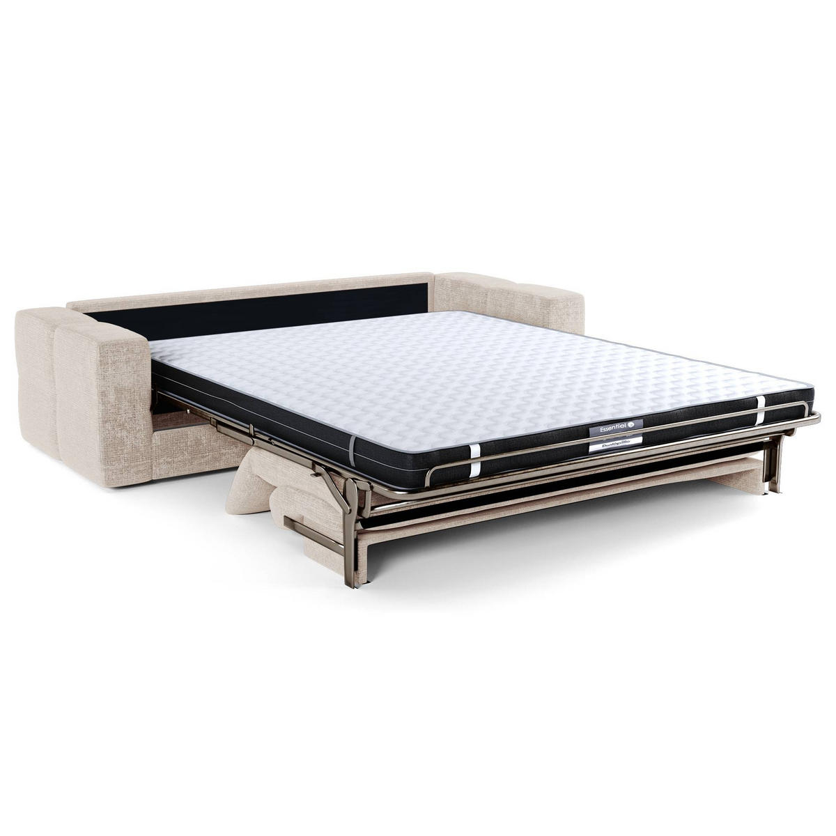 SCHLAFSOFA Express VIBE Geprägter Samt Creme 206cm - Creme, Textil (206/80/100cm) - Premium Interiors