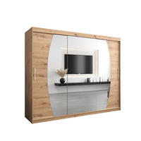 SCHWEBETÜRENSCHRANK 200/250/62 3-türig - Silberfarben/Eiche Artisan, Holz/Kunststoff (250/200/62cm) - Abiks Möbel
