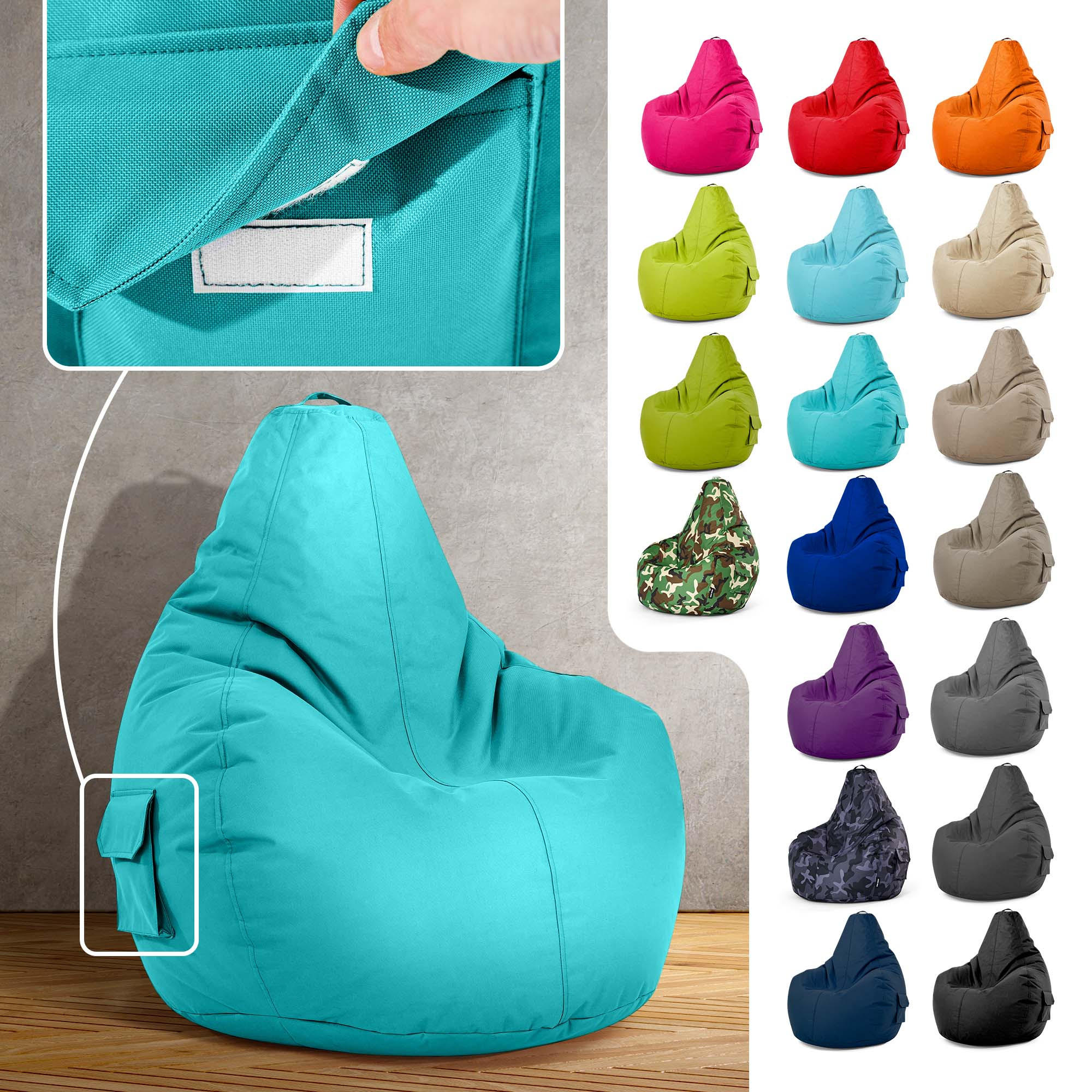 SITZSACK Lounge Chair "Cozy" 80x70x90cm - Hellblau, Textil (70/90/80cm) - Green Bean