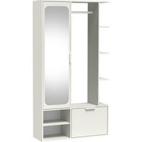 GARDEROBE Mela mit Spiegel, Sitzbank & Kleiderstange – 100/189/33 cm – Weiß - Weiß, Holzwerkstoff/Metall (100/189.4/33cm) - WFL GROUP
