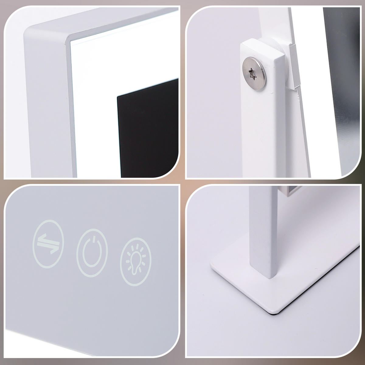 SCHMINKSPIEGEL mit LED Lichtleiste weiß 30/41 cm - Weiß, Metall (30/41/3cm) - VANITII