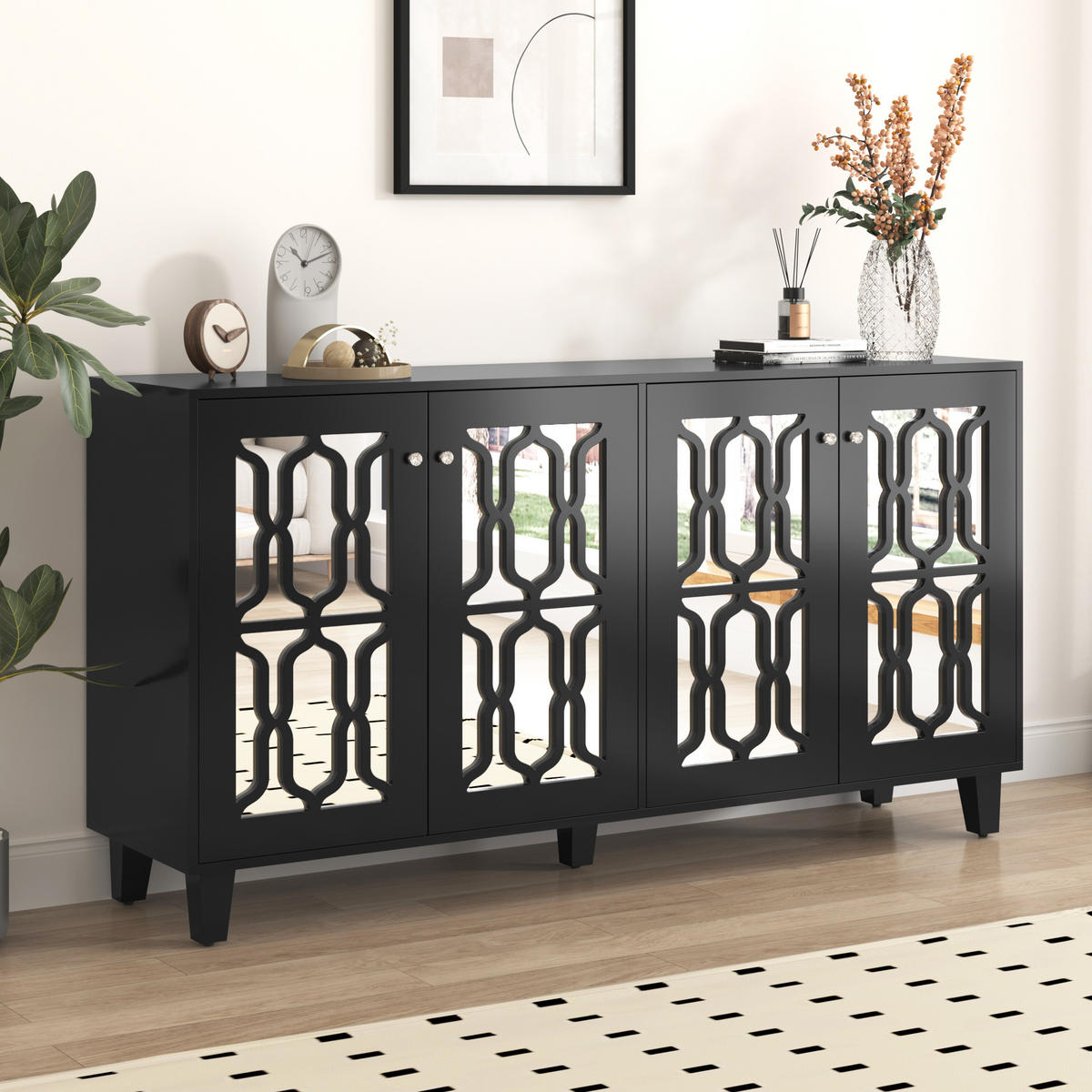 SIDEBOARD Black 160/40/84 cm - Schwarz, Holz (160/84/40cm) - Urban Meuble