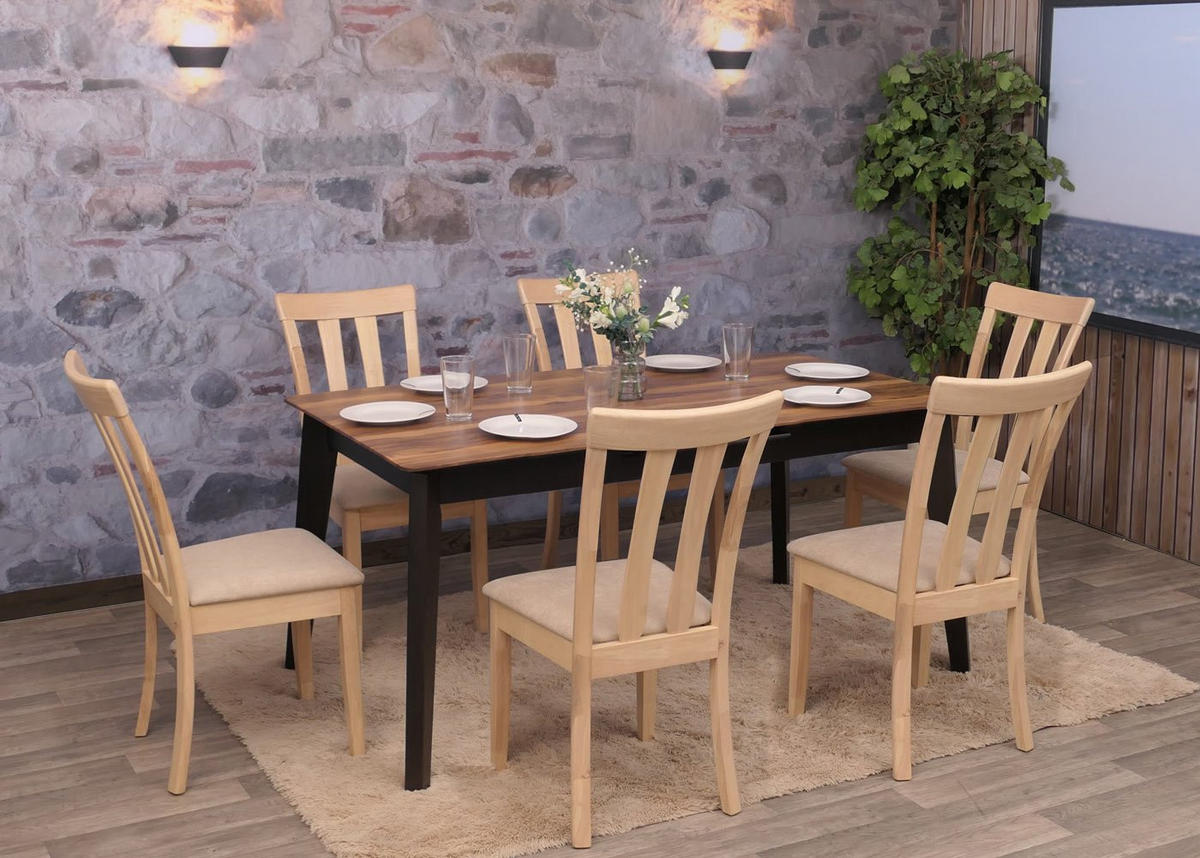 ESSZIMMERSTUHL Beige, Braun 6er-Set - Beige/Braun, Holz (42/96/58cm) - MCW