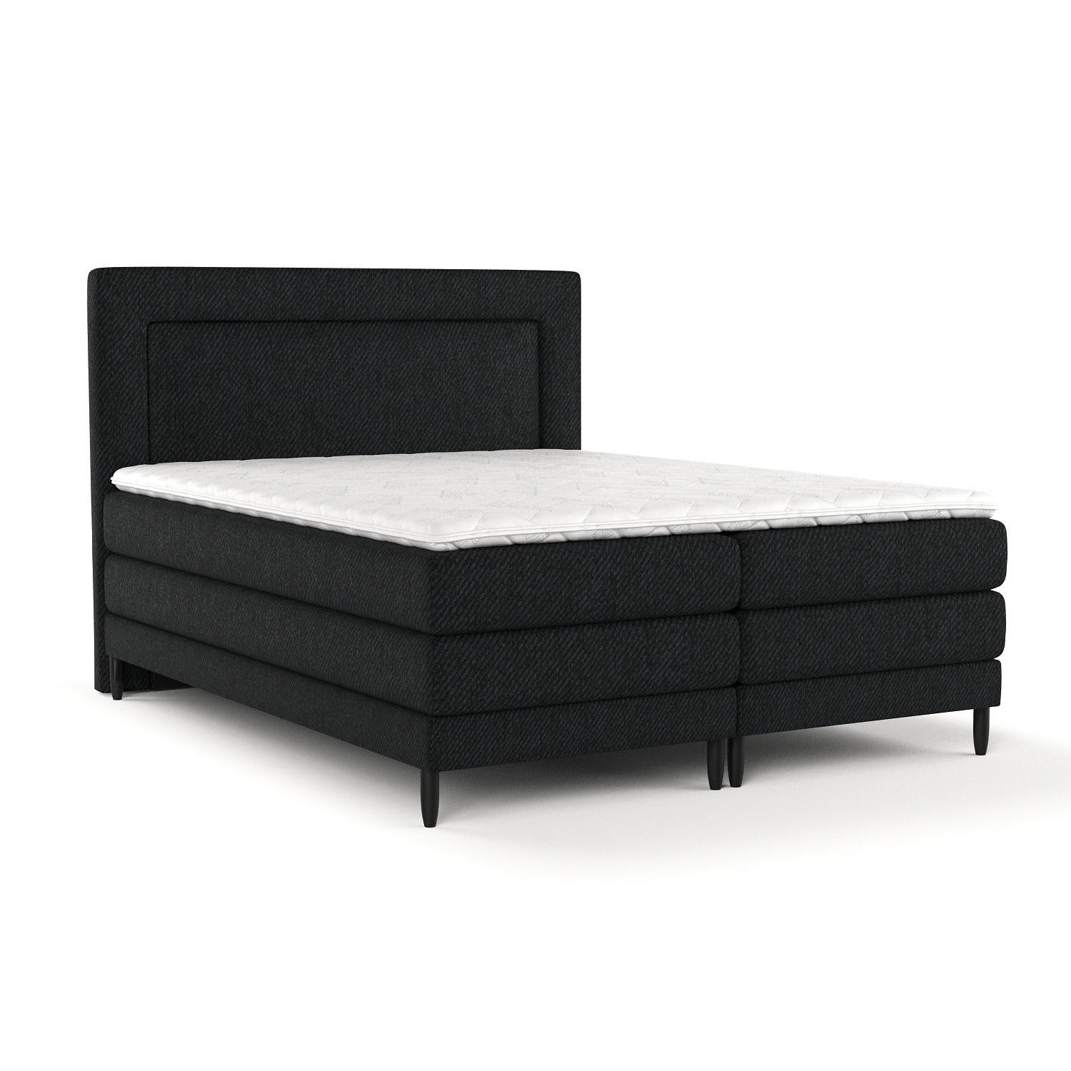 BOXSPRINGBETT Madame Schwarz 140/200 cm mit Matratzen und Topper - Schwarz, Holz/Holzwerkstoff (140/200cm) - Maison de Reve