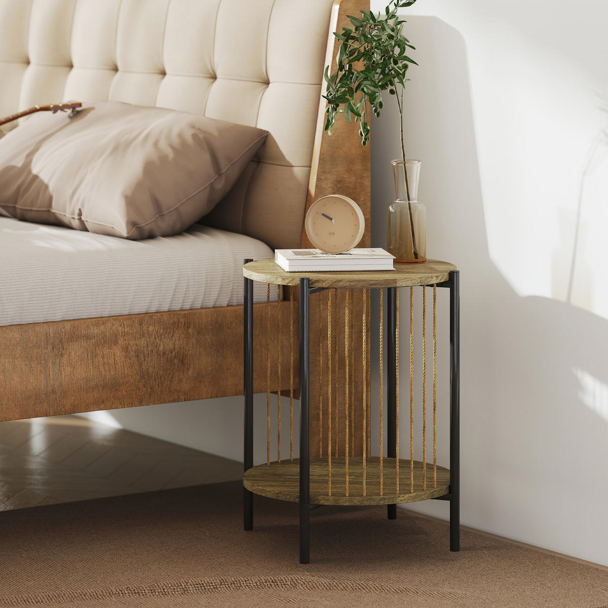 BEISTELLTISCH Beige 1 Stück - Beige, Naturmaterialien (43.5/43.5/51cm) - GiPP