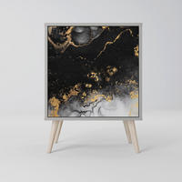 SIDEBOARD MARBLE OF TOMMORROW, Grau, 57,5x42x77,5 cm, Schräge Buchenholzfüße - Buchefarben/Multicolor, Holzwerkstoff/Buchenholz (57.5/77.5/42cm) - SpaceRebels