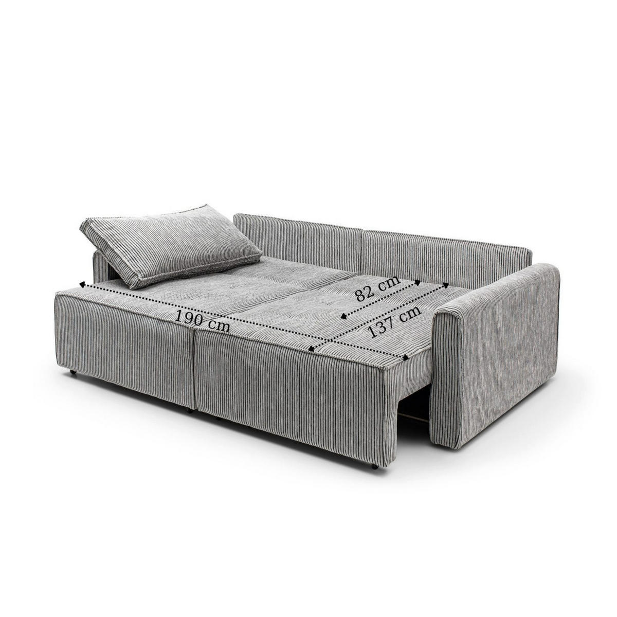 ECKSOFA mit Schlaffunktion 8 fach verstellbare Rückenlehne - Grau, Holz (137/190cm) - Gowoll