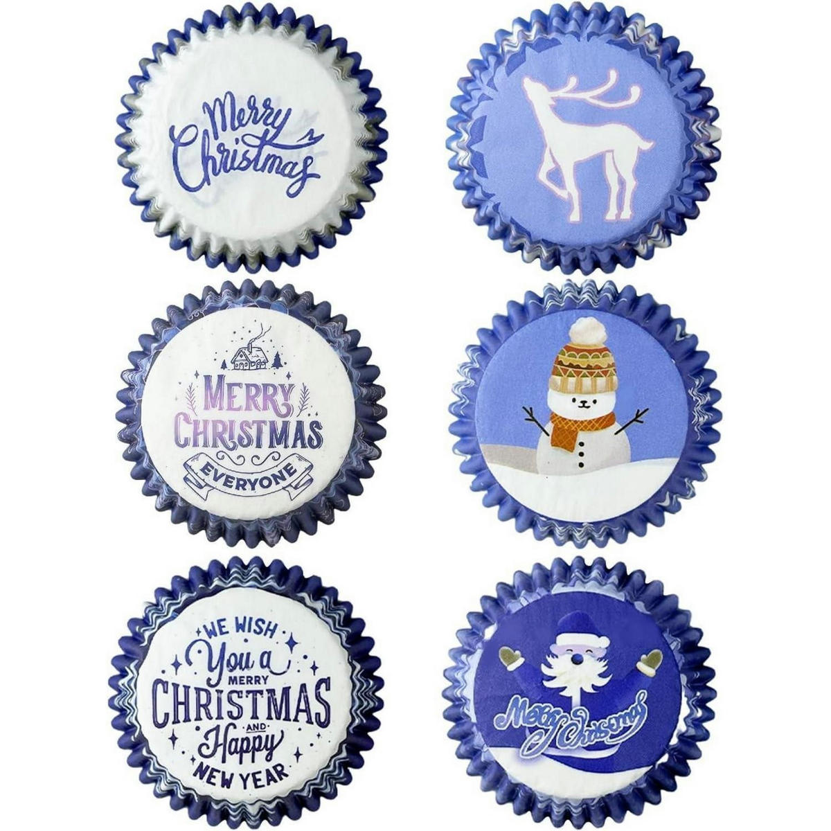 MUFFINFÖRMCHEN 300 Stück Set Weihnachtsmotiv Blau - Multicolor, Papier (317/210/317cm)