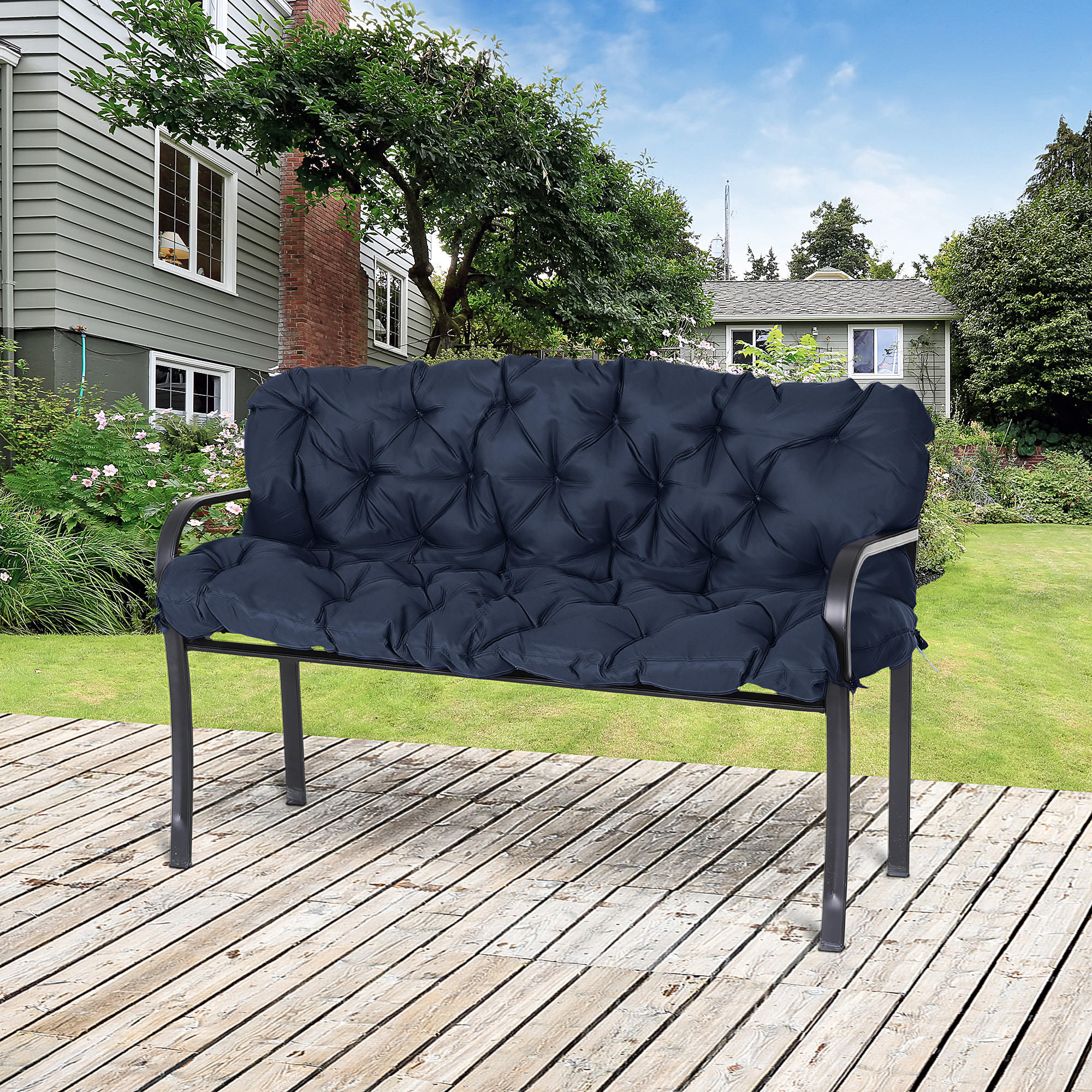 BANKAUFLAGE 3-Sitzer 150 x 98 x 8 cm - Blau, Kunststoff (150/8/98cm) - Outsunny