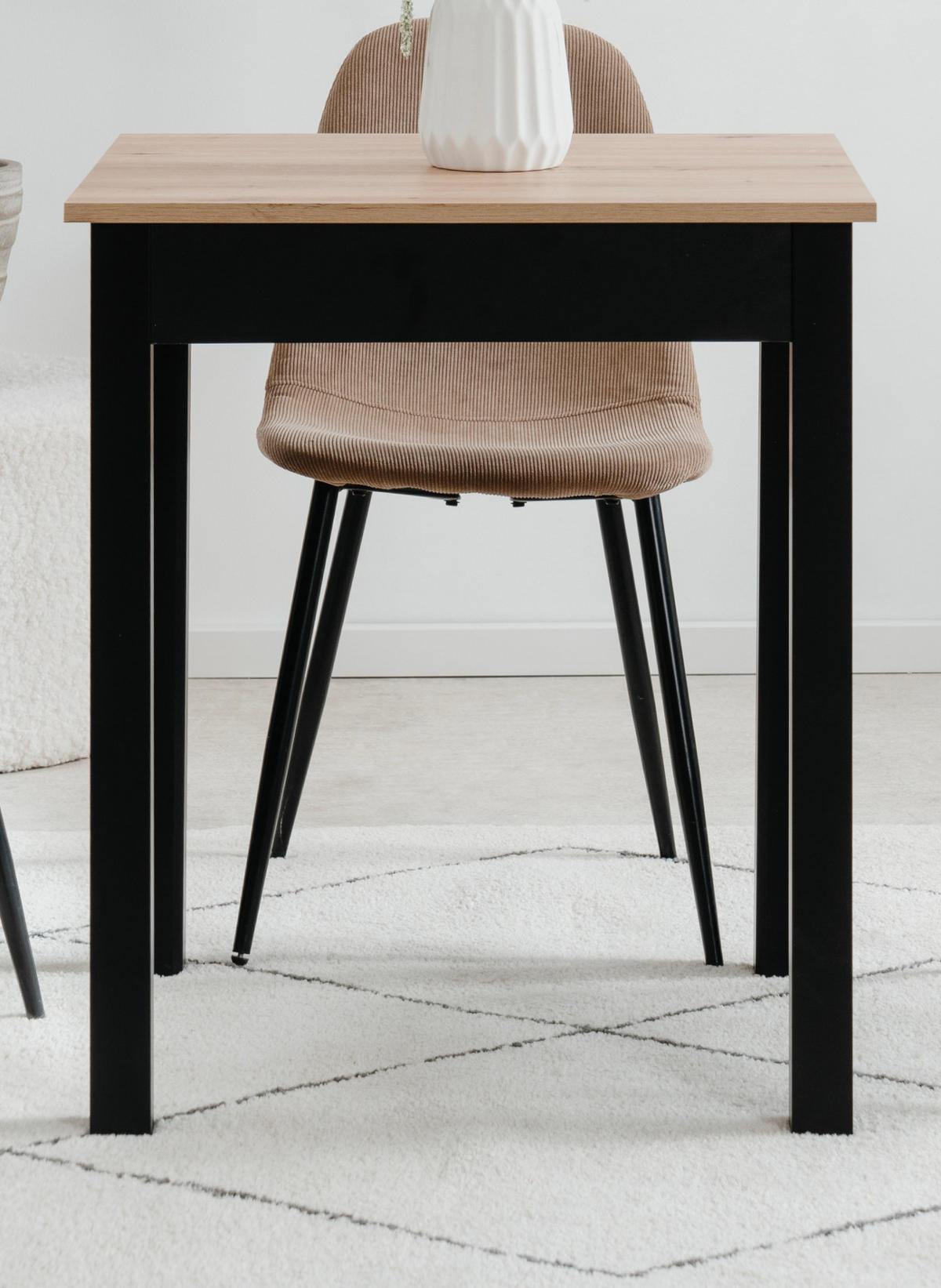 ESSTISCH Eiche Artisan, schwarz 60 x 67 cm, Küchentisch in modernem Design - Schwarz/Eiche Artisan, Holzwerkstoff/Kunststoff (67/60/76cm) - Furn.Design