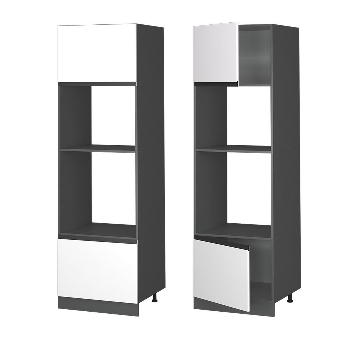 MIKROWELLENSCHRANK R-Line Weiß 60 cm J-Shape - Anthrazit/Weiß, Holzwerkstoff (60/206.8/57.2cm) - Vicco