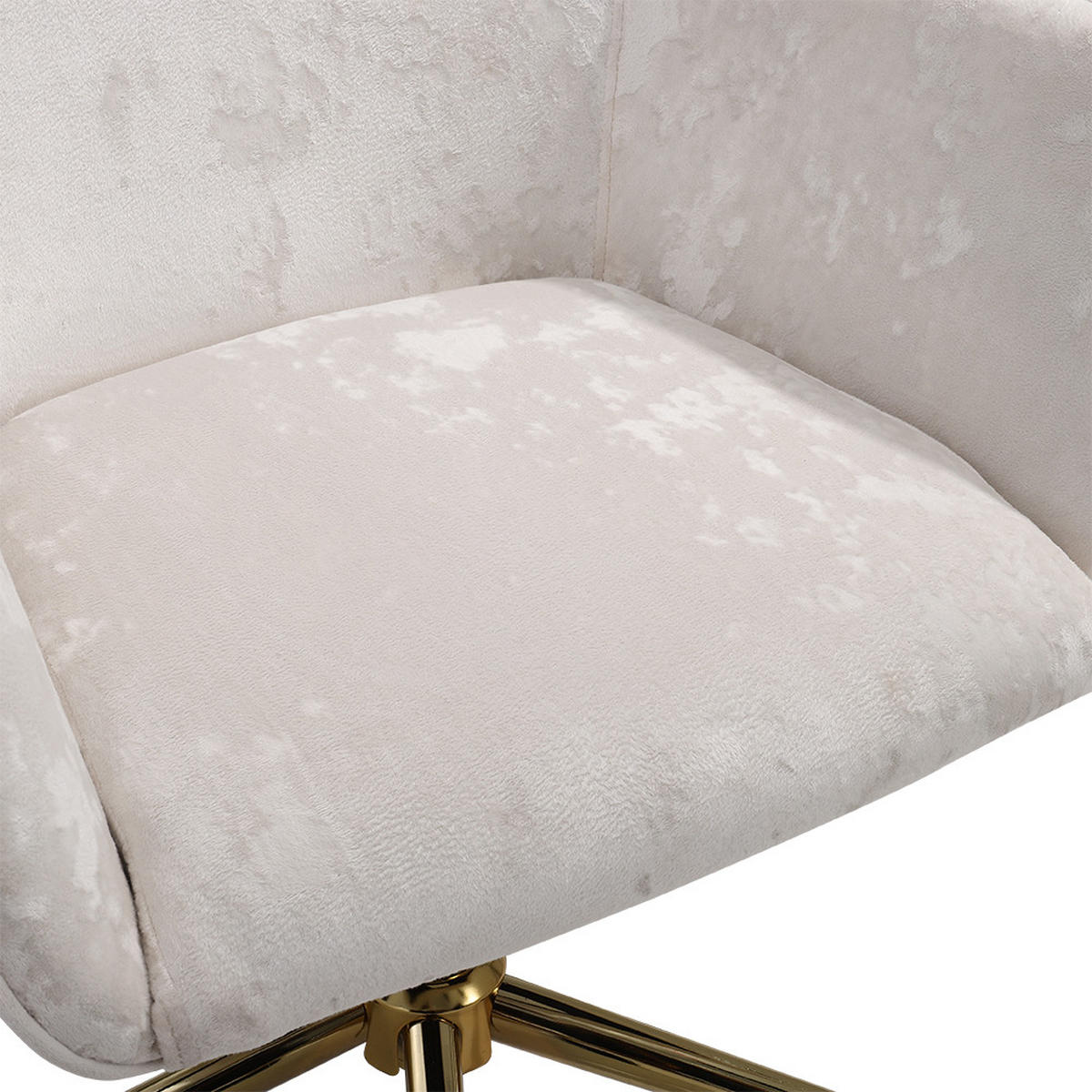 SCHREIBTISCHSTUHL Höhenverstellbar 360°-Drehbar Armlehnen Rollen Samt Beige - Beige/Goldfarben, Textil/Metall (60/88/50cm) - Livingandhome