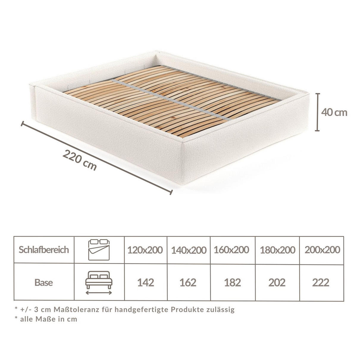 POLSTERBETT Alvar Beige Grau 120/200 cm im Chenille-Stoff - Beige/Schwarz, Holz/Holzwerkstoff (120/200cm) - Maison de Reve