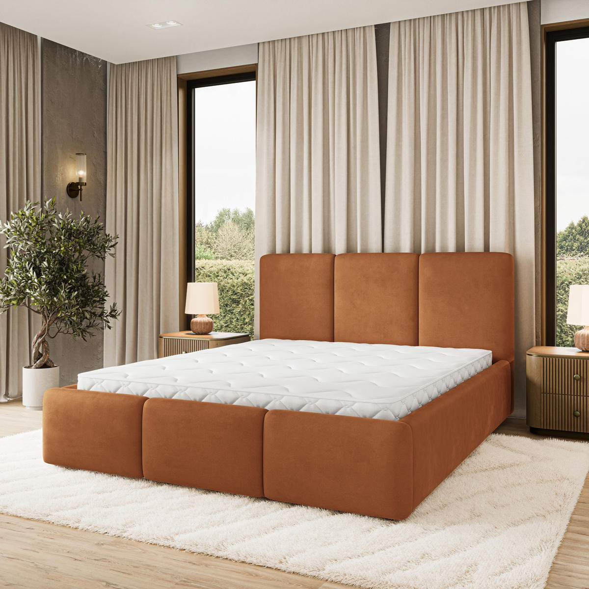 POLSTERBETT MORENA MGV 160x200 cm mit Bettkästen - Kupferfarben - Kupferfarben, Holz (160/200cm) - MASSENO