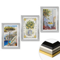 WANDBILDER 3er Set - 20x30 cm Silberner Rahmen - Blick auf das Meer aus Zitronenbäumen - Silberfarben, Kunststoff (20/30cm) - ArtPrintCave