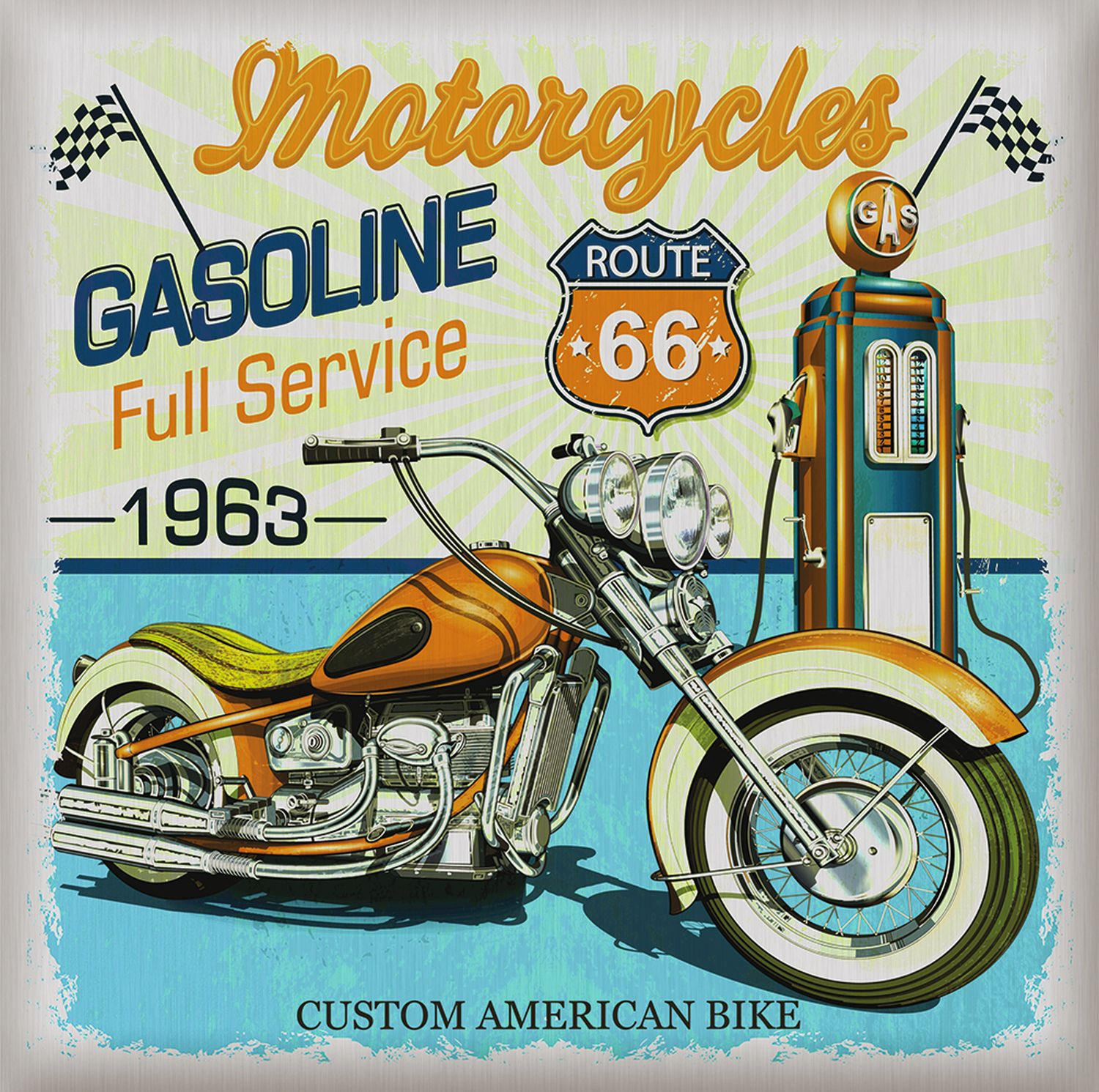 WANDTATTOO Vintage Motorrad 30 x 30 cm - Multicolor, Papier (30/30/30cm) - Sanders & Sanders
