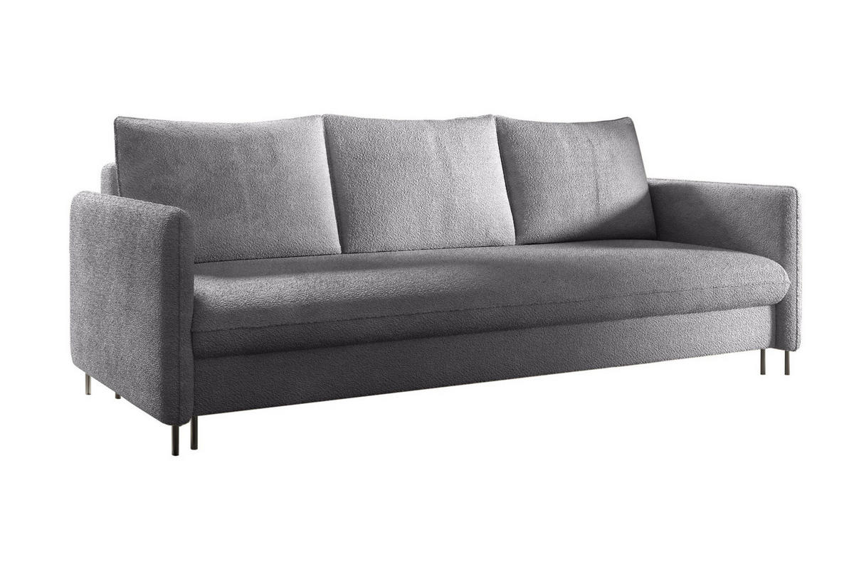 SCHLAFSOFA Belis Boucle in Grau - Grau, Holzwerkstoff/Textil (216/95/91cm) - Bettso